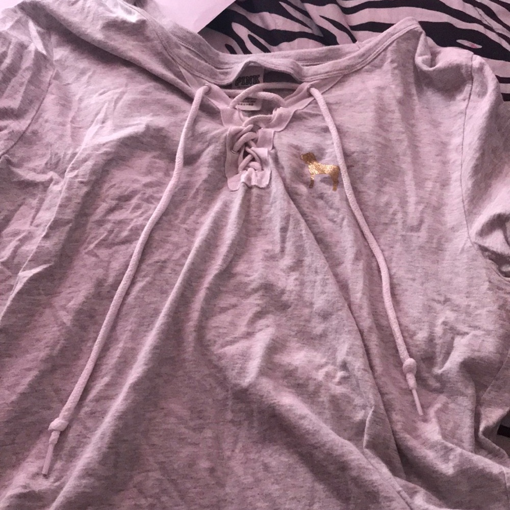 Victoria secret lace up short sleeve shirt